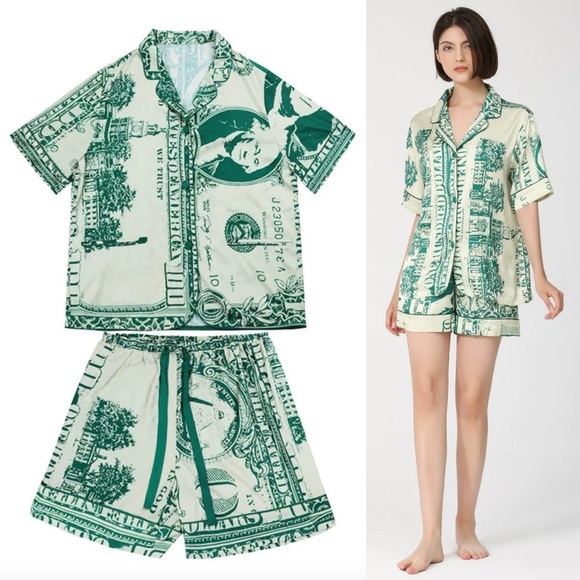 Hipnos and Nicte Limited Edition Money Million Dollar Pajamas Short Set PJ’s - L - Picture 1 of 5